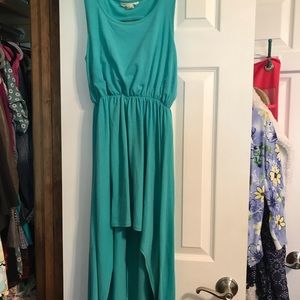 Teal high low dress